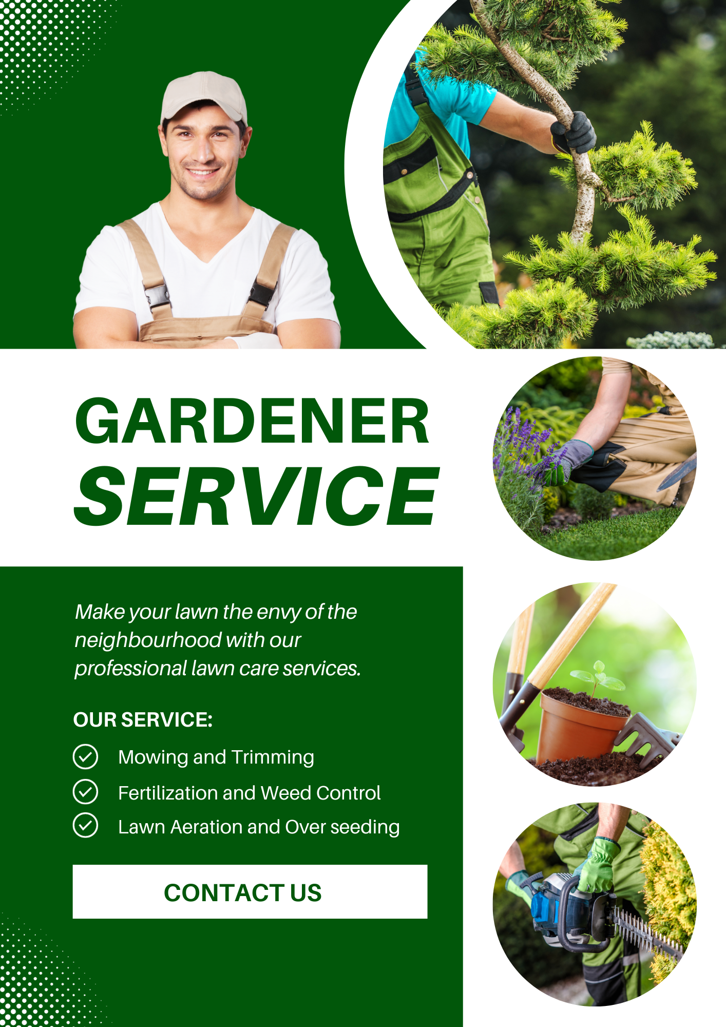 Gardener lawn mowing online service