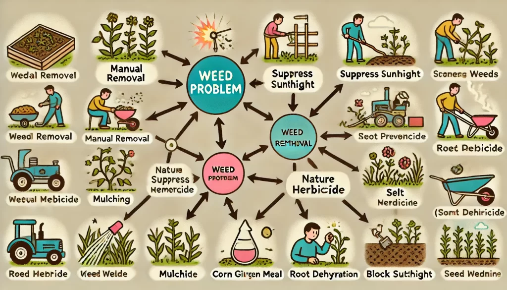 natural weed removal- eco-friendly methods to eliminate weeds effectively, including mulching, vinegar, flame weeding, and more.