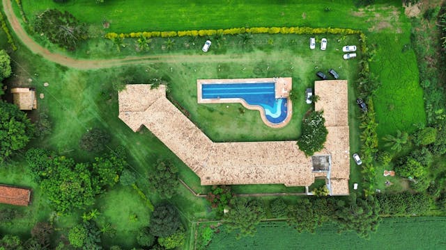 Backyard natural grass at a weekend home