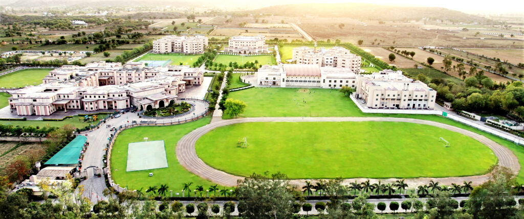 Beautiful green grass on a college campus in Delhi